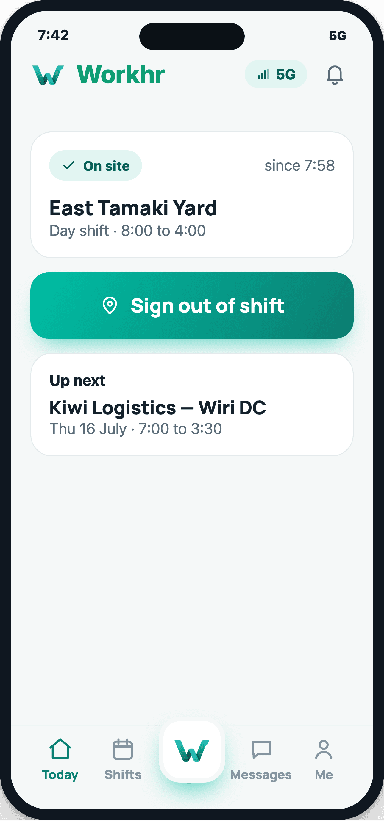 Workhr worker app on a phone